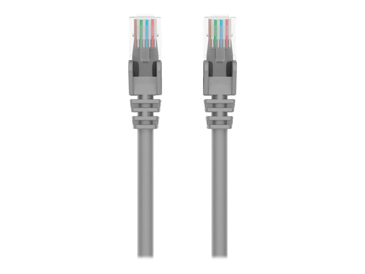 Belkin Cat6 1ft Grey Ethernet Patch Cable, UTP, 24 AWG, Snagless, Molded, RJ45, M/M, 1'