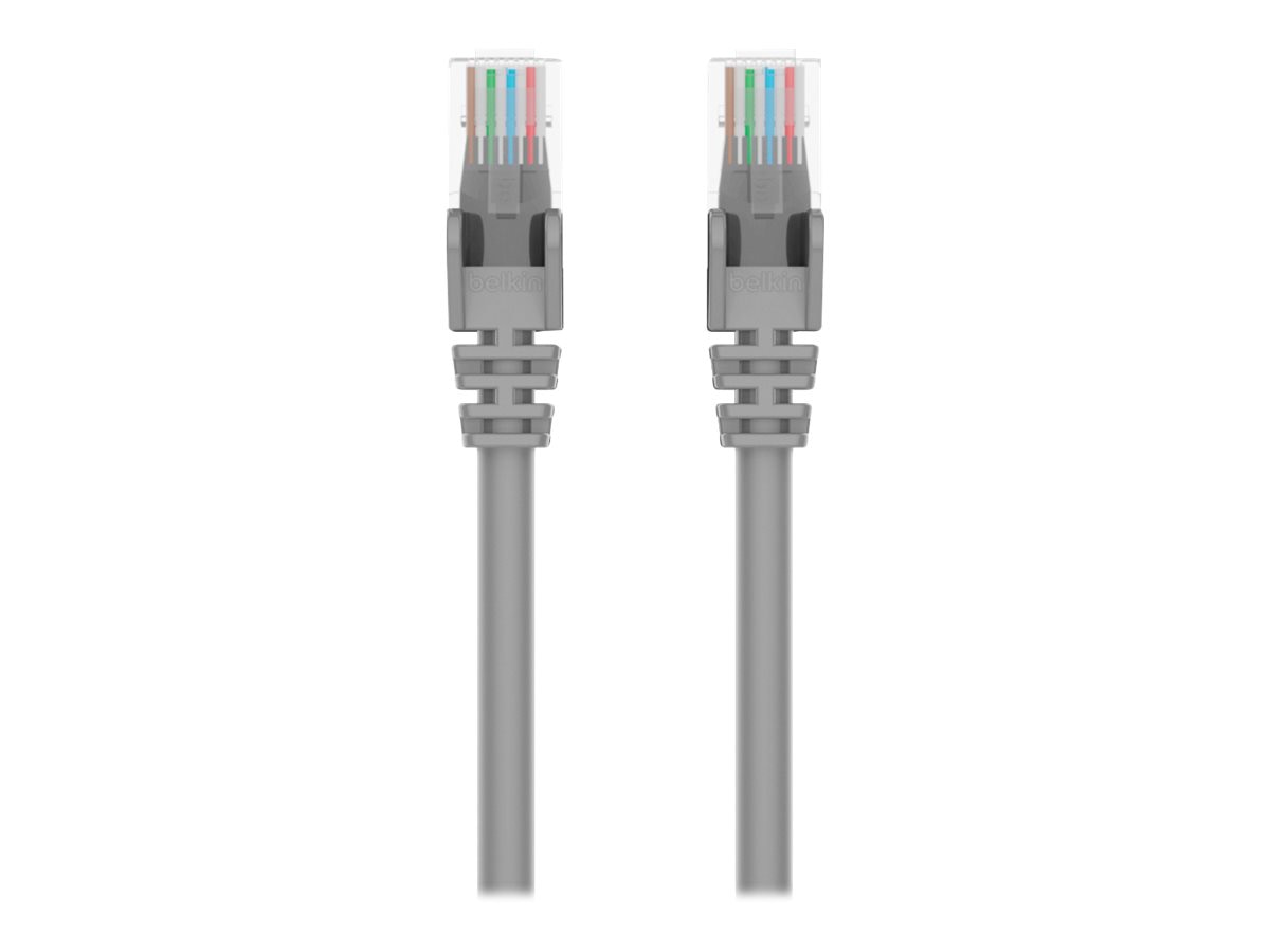 Belkin Cat6 1ft Grey Ethernet Patch Cable, UTP, 24 AWG, Snagless, Molded, RJ45, M/M, 1'