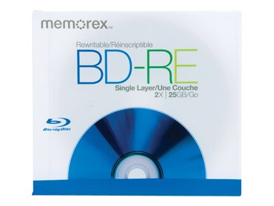 Memorex 2X Blu-ray BD-RE Rewritable 25GB Single 10mm Jewel