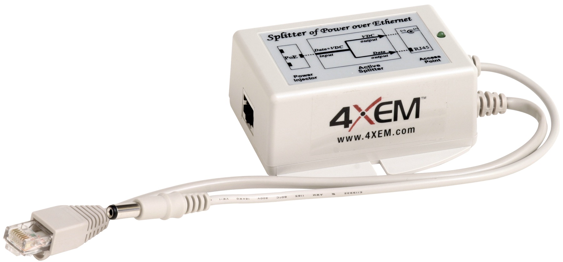 4XEM Power Over Ethernet Kit with Power Injector and PoE Splitter