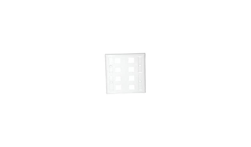 C2G 8-Port Double Gang Multimedia Keystone Wall Plate - White