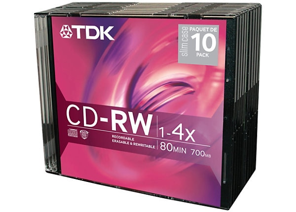 TDK 4x CD-RW Rewritable, 10-pack jewel case