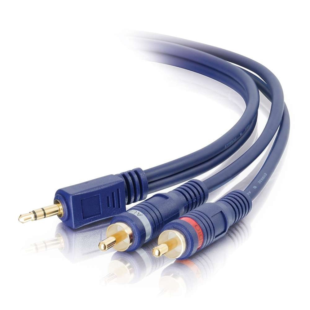 C2G Velocity Series 50ft 3.5mm Stereo Audio to RCA Stereo Y-Cable - Aux to RCA Stereo Cable - M/M
