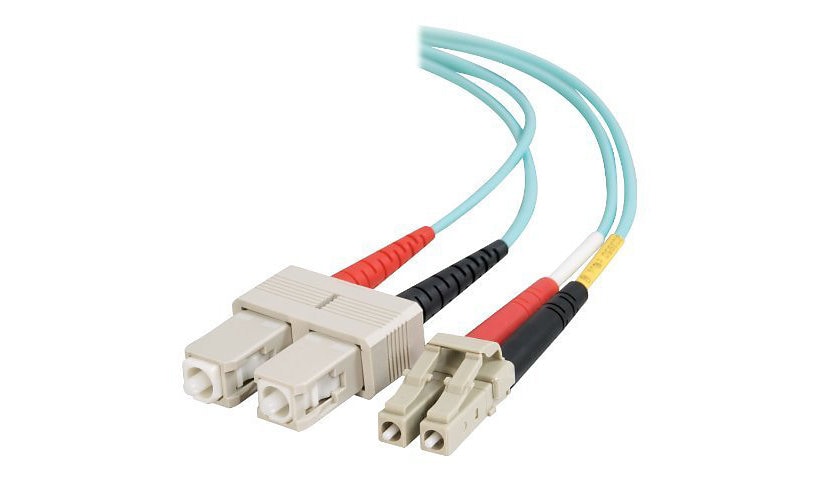 C2G 2m LC-SC 10Gb 50/125 Duplex Multimode OM3 Fiber Cable - Aqua - 6ft - pa