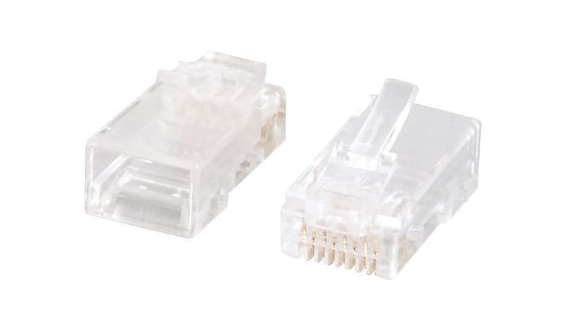 C2G RJ45 Cat5E Modular Plug (with Load Bar) for Round Solid/Stranded Cable - network connector - clear