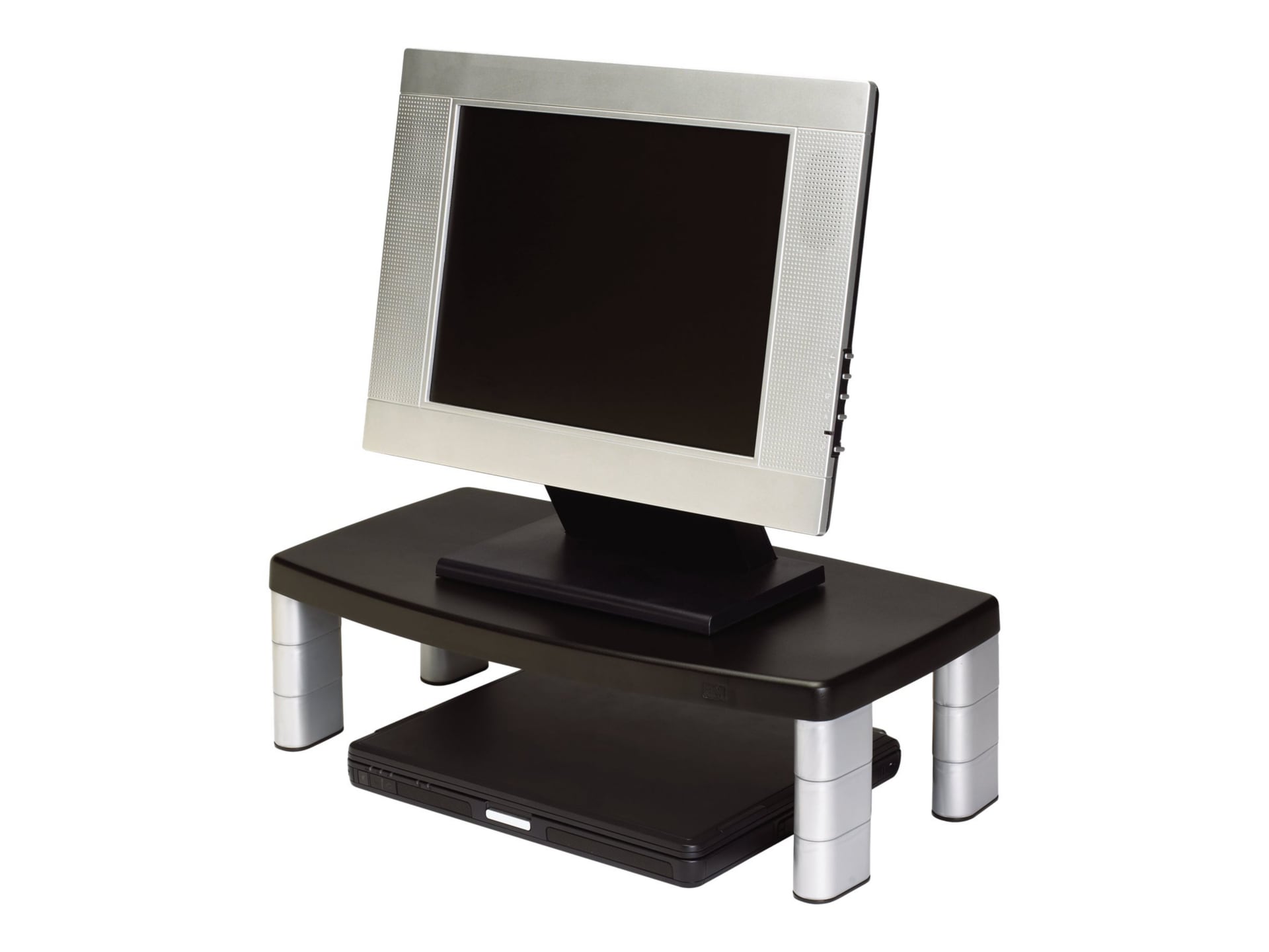 3M Adjustable Monitor Stand Extra Wide MS90B - stand - for monitor / notebook / printer - black, silver