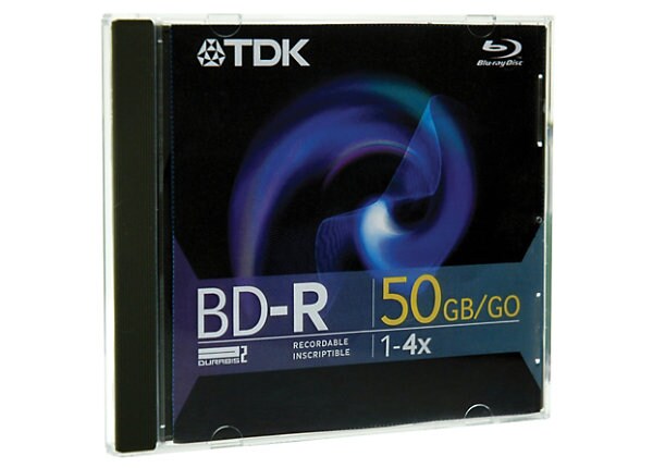 TDK 2x Blu-ray Write-Once Disc (BD-R), 50GB, Single Jewel Case