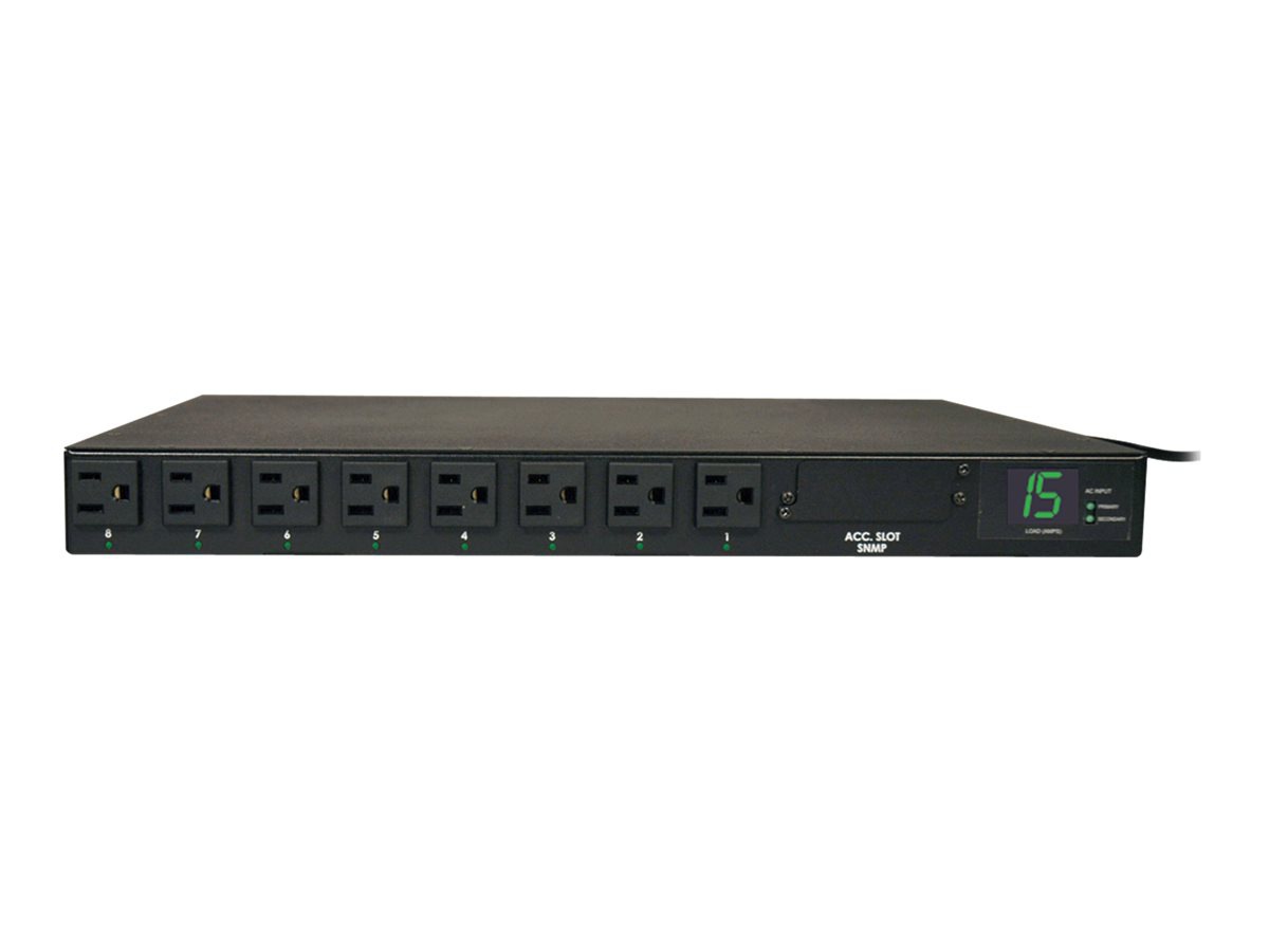 Tripp Lite PDU Metered ATS 120V 15A 5-15R 8 Outlet 2 5-15P Horizontal 1URM