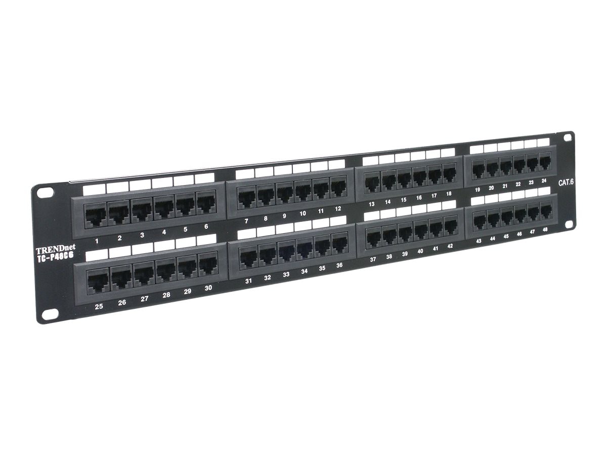 TRENDnet 48-Port Cat6 Unshielded Patch Panel, Wallmount Or Rackmount, Compatible With Cat3,4,5,5e,6 Cabling, For