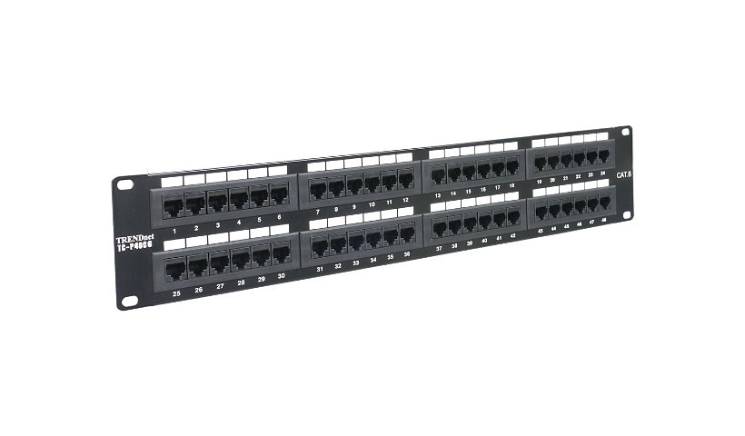 TRENDnet 48-Port Cat6 Unshielded Patch Panel, Wallmount Or Rackmount, Compatible With Cat3,4,5,5e,6 Cabling, For