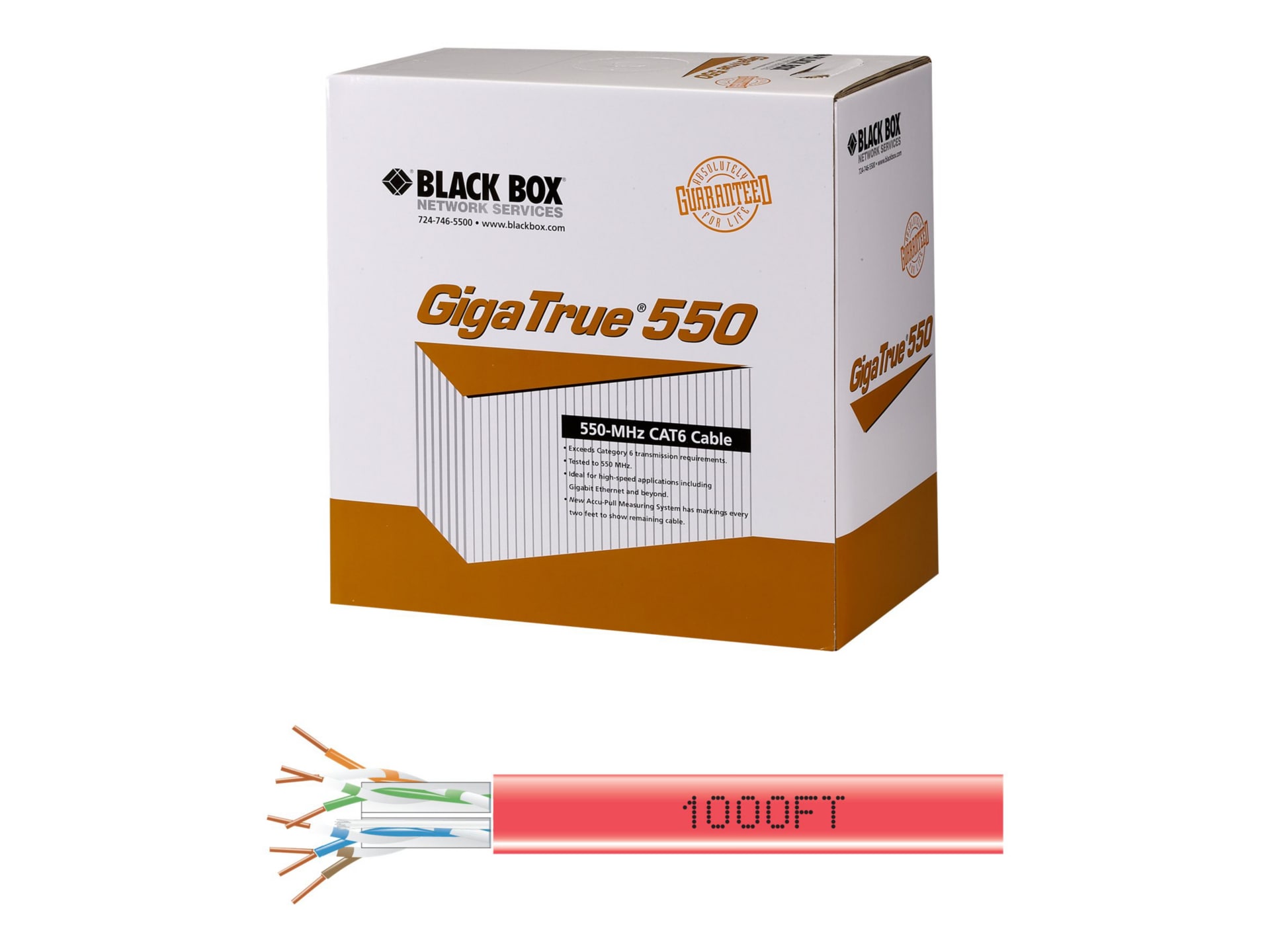 Black Box GigaTrue 550 - bulk cable - 1000 ft - red