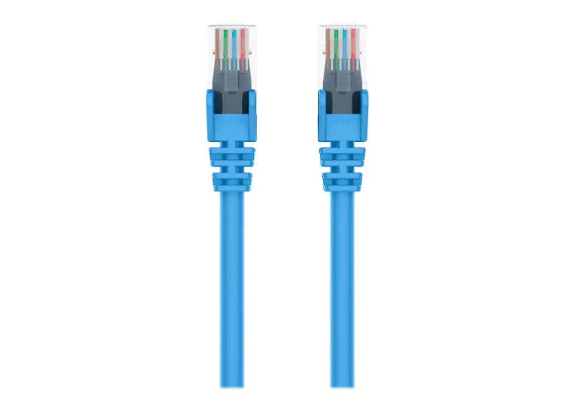 Belkin Cat6 7ft Blue Ethernet Patch Cable, UTP, 24 AWG, Snagless, Molded, RJ45, M/M, 7'