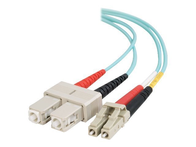 C2G 1m LC-SC 10Gb 50/125 Duplex Multimode OM3 Fiber Cable - Aqua - 3ft - pa