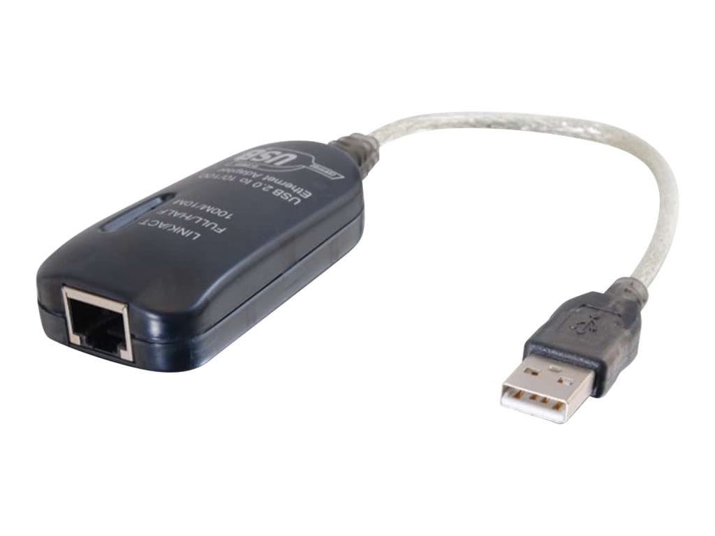 C2G 7.5in USB to Ethernet Adapter - USB 2.0 to Network Ethernet - M/F