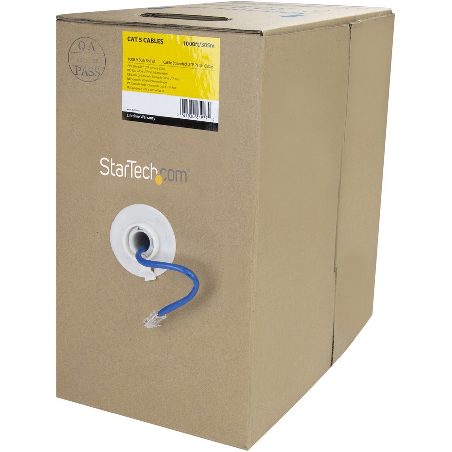 StarTech.com 1000 ft Bulk Cat 5e Ethernet Cable - Stranded - Blue - Bulk Et