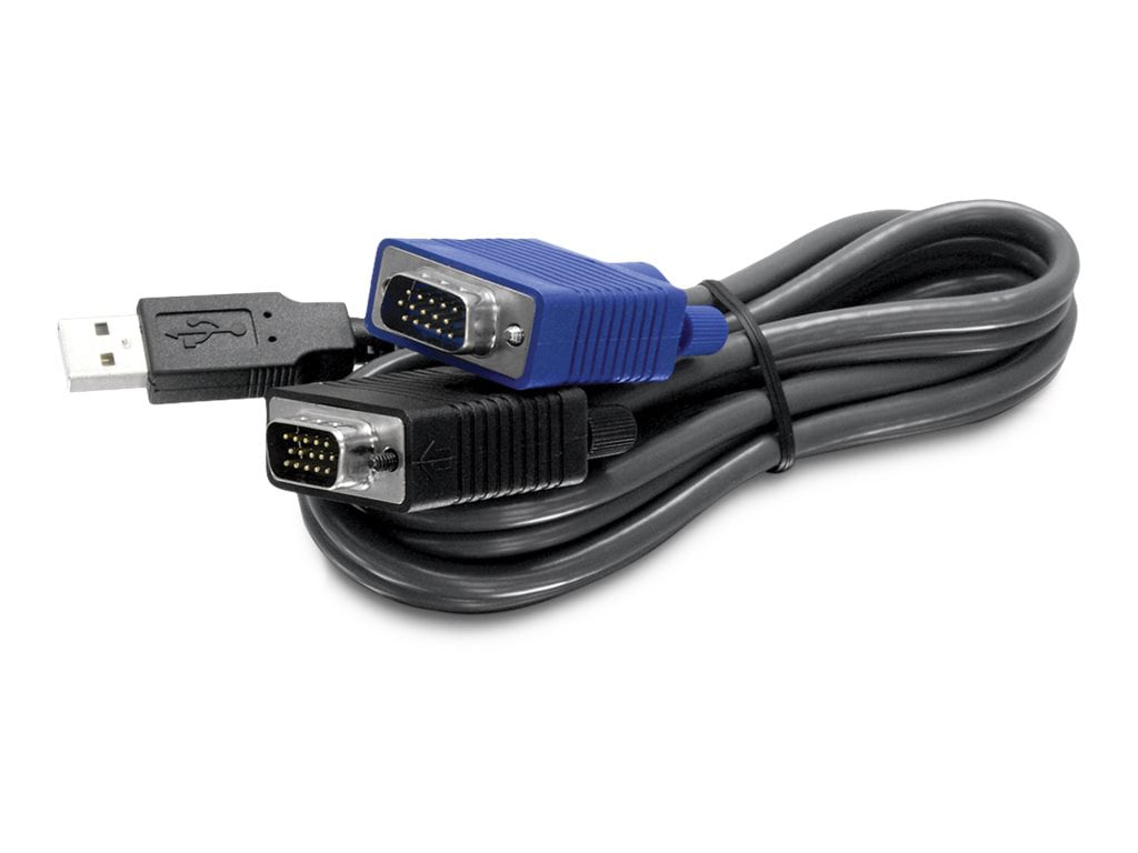 TRENDnet 2-in-1 USB VGA KVM Cable, TK-CU10, VGA/SVGA HDB 15-Pin Male to Male, USB 1.1 Type A, 10 Feet (3.1m), Connect