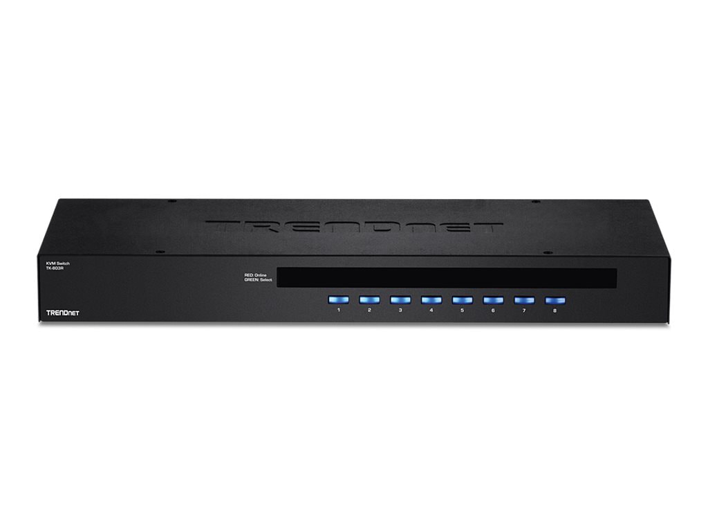 TRENDnet 8-Port USB/PS2 Rack Mount KVM Switch, TK-803R, VGA & USB Connection, Supports USB & PS/2 Connections, Device