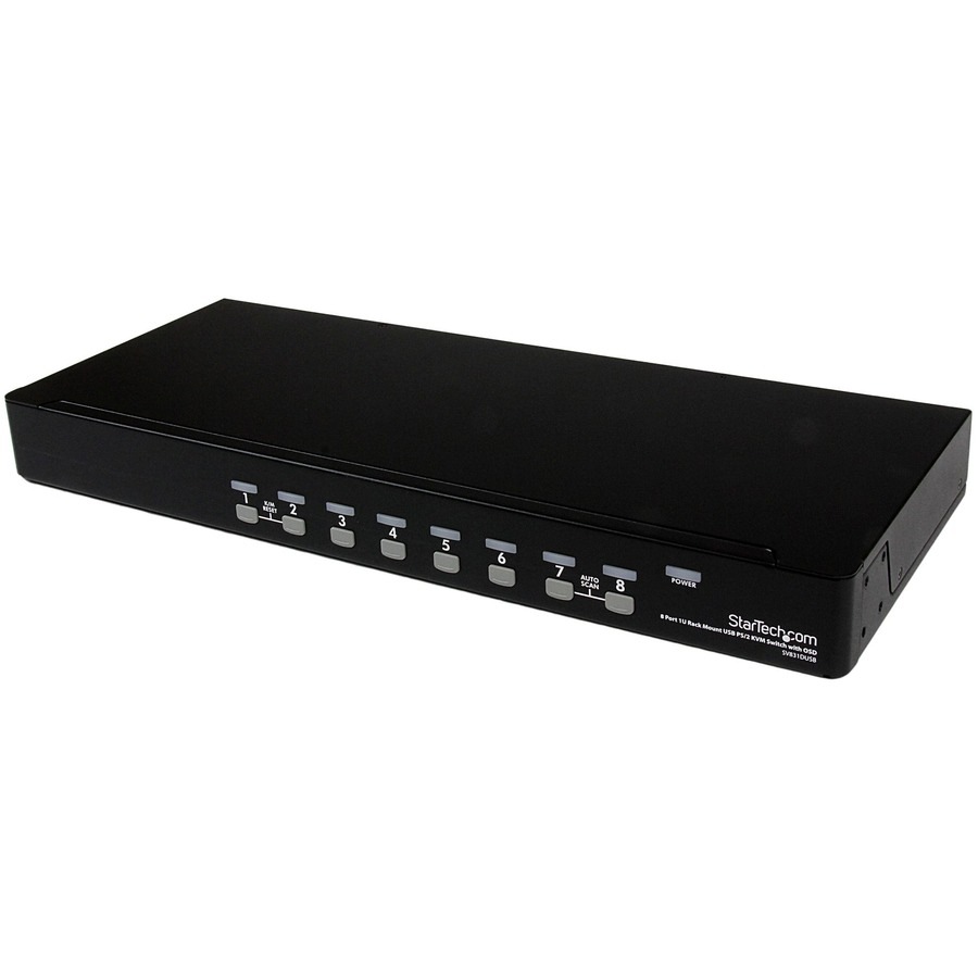 StarTech.com 8 Port VGA KVM Switch - 1U Rack Mount - USB PS/2 KVM Switch with OSD - 1920 x 1440 , TAA @60hz - KVM Video