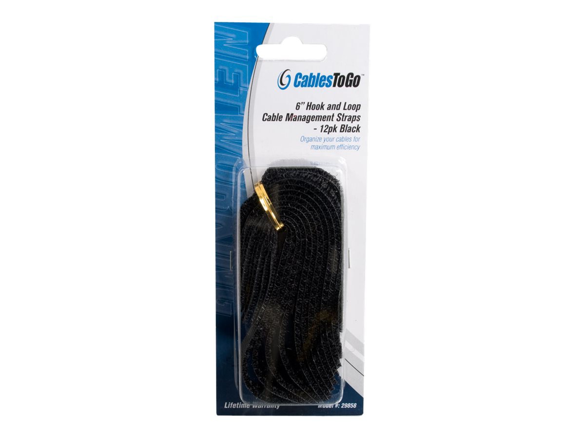 Thumbnail 4 of 4 for C2G 6in Hook and Loop Cable Management Wraps Multipack - Pack of 12
