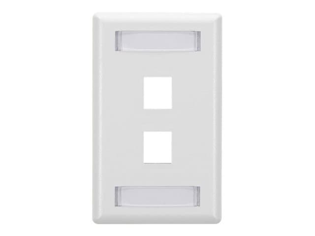 Black Box Gigastation 2, White 2-Port Single Gang Keystone Wallplate, Label