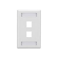 Black Box Gigastation 2, White 2-Port Single Gang Keystone Wallplate, Label