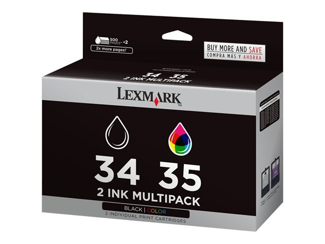 Lexmark Twin-Pack #34 and #35 - 2-pack - black, color (cyan, magenta, yellow) - original - ink cartridge