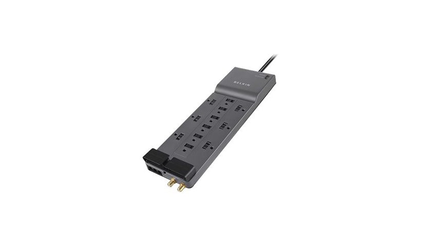 Belkin 12 Outlet Home and Office Surge Protector with telephone protection - 8 foot cord -  Gray - 3940 Joule