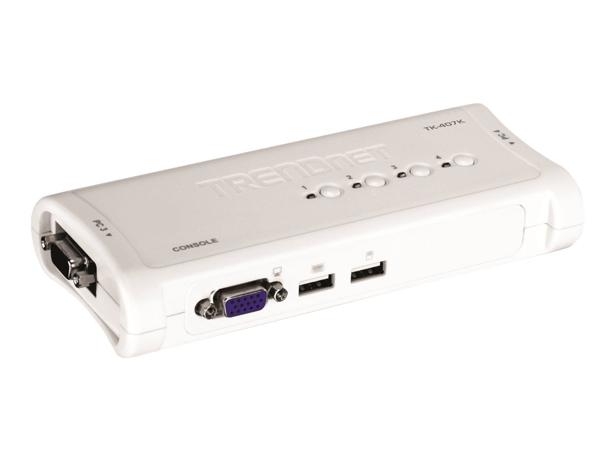 TRENDnet 4-Port USB KVM Switch Kit, VGA And USB Connections, 2048 x 1536 Re