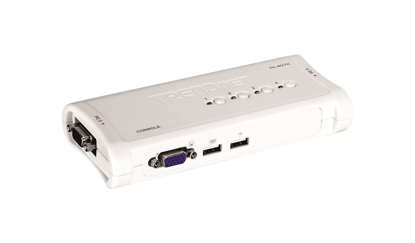 TRENDnet 4-Port USB KVM Switch Kit, VGA And USB Connections, 2048 x 1536 Resolution, Cabling Included, Control Up To 4