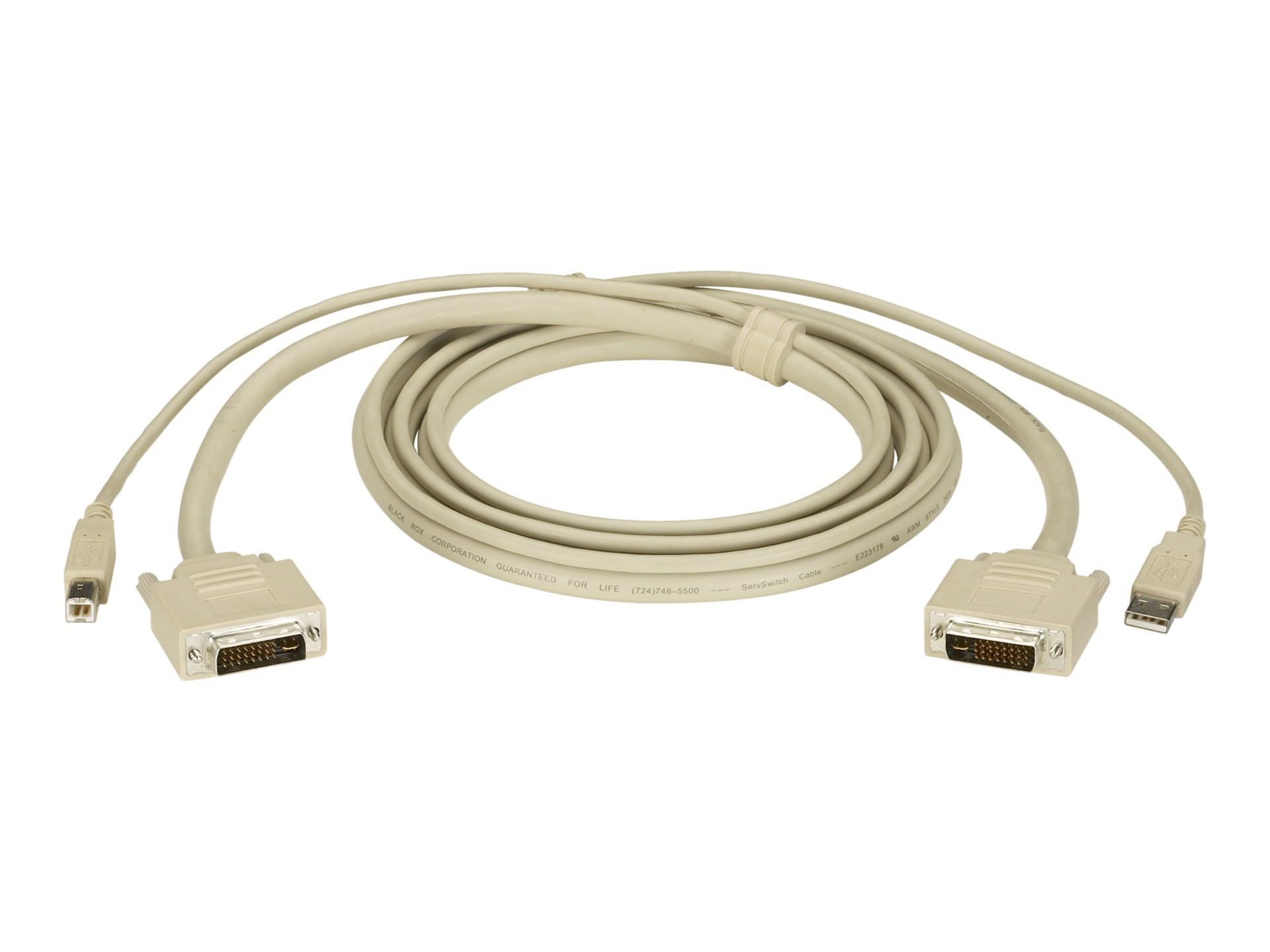 Black Box DT Series KVM CPU Cable - DVI-I, USB, 6-ft.; - USB / DVI cable -