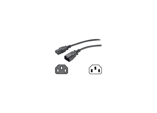 APC Power Ext Cord, IEC320-C13 to IEC320-C14, 14/3Awg, 15A/250V, Black, PVC