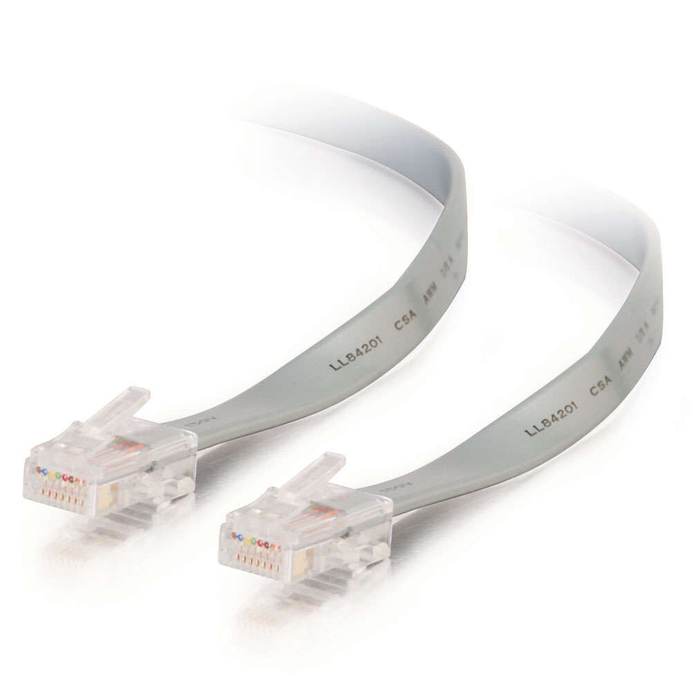 C2G 7ft RJ11 8P8C Crossover and Rollover Modular Cable - Gray