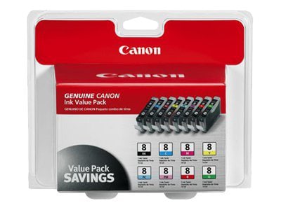 Canon CLI-8 Color Multipack - 8-pack - black, yellow, cyan, magenta, red, green, photo cyan, photo magenta - original -