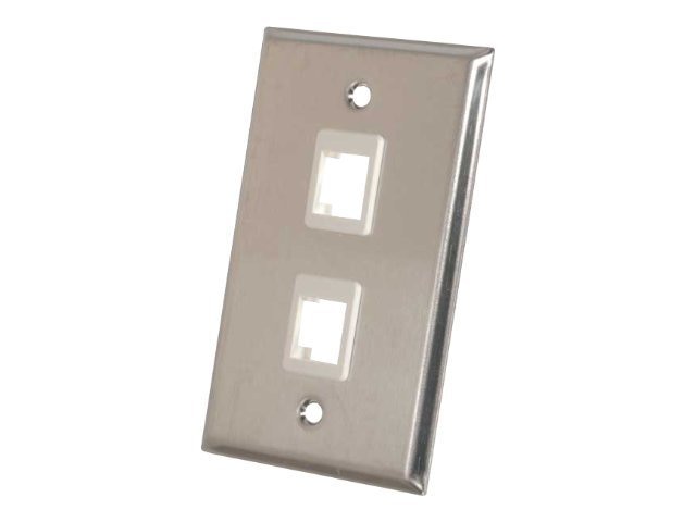 C2G 1-Gang 2-Port Keystone Wall Plate - Stainless Steel