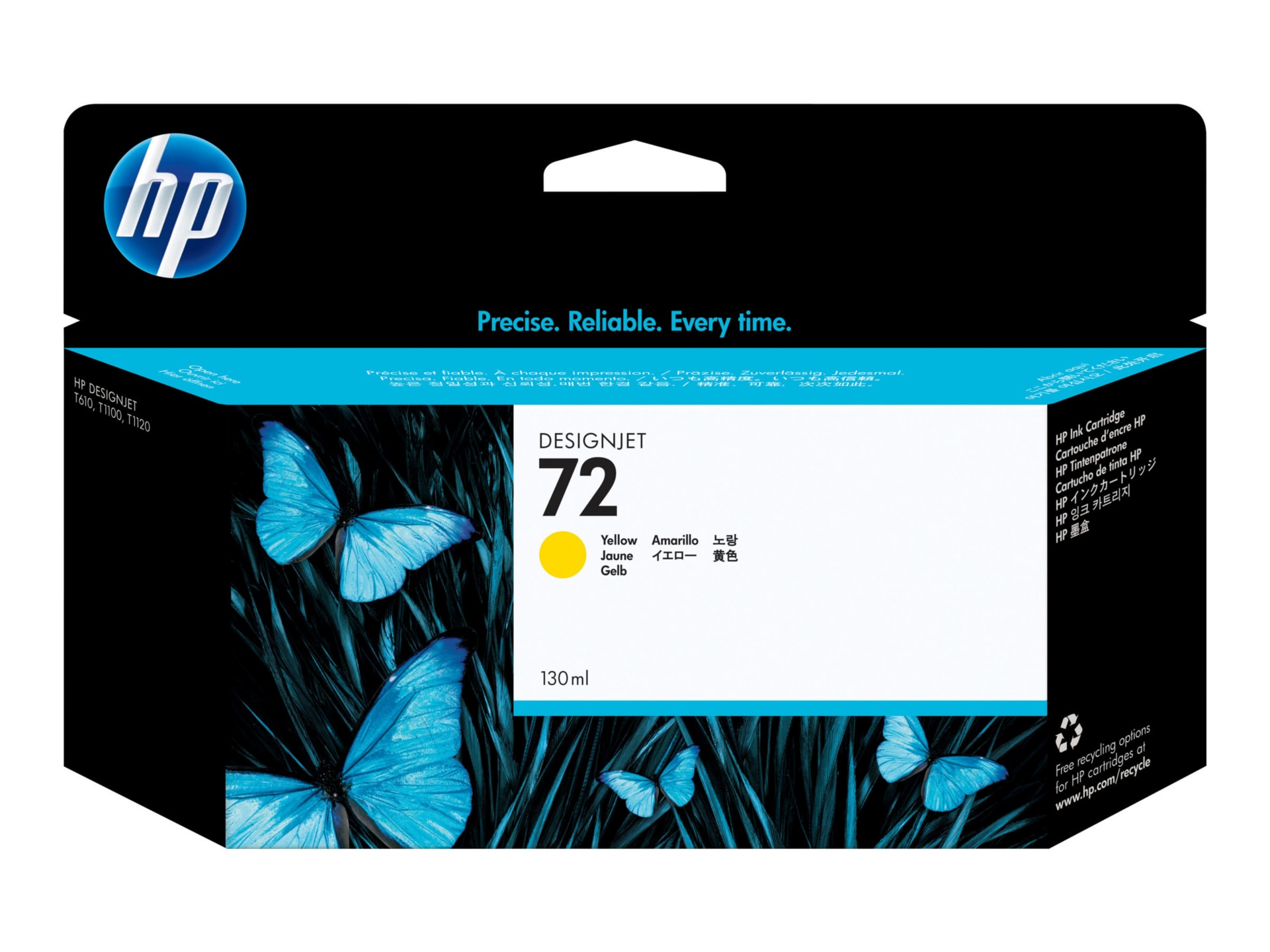 HP 72 (C9373A) Original Inkjet Ink Cartridge - Single Pack - Yellow - 1 Each