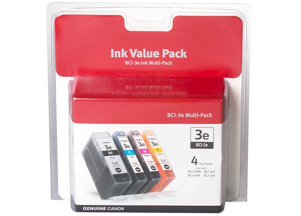 Canon BCI-3E Color Multipack - 4-pack - black, yellow, cyan, magenta - original - ink tank