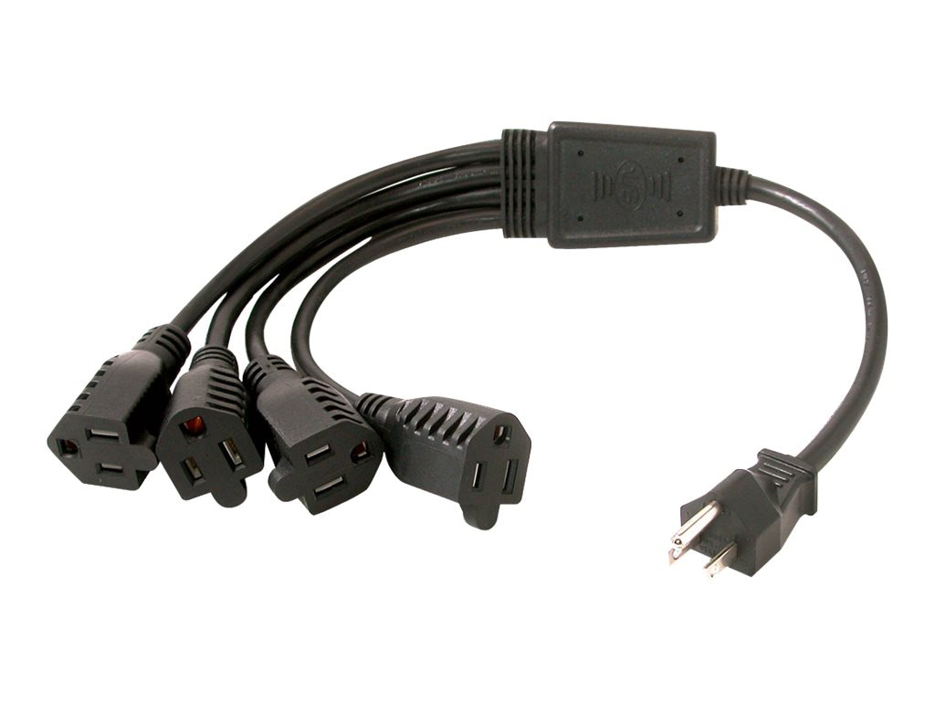 C2G 1.5ft 1-to-4 Power Cord Splitter - 16 AWG - NEMA 5-15P to 4x 5-15R