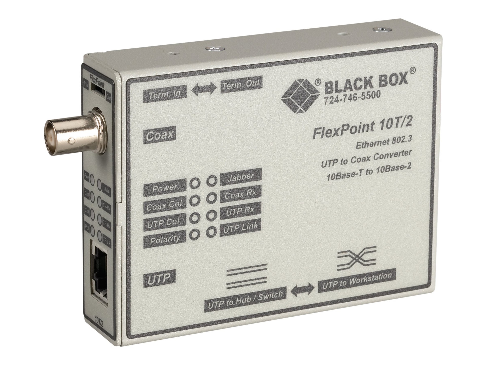 Black Box - Transceiver - 10Base-T, 10Base-2 (Coax) - for FlexPoint