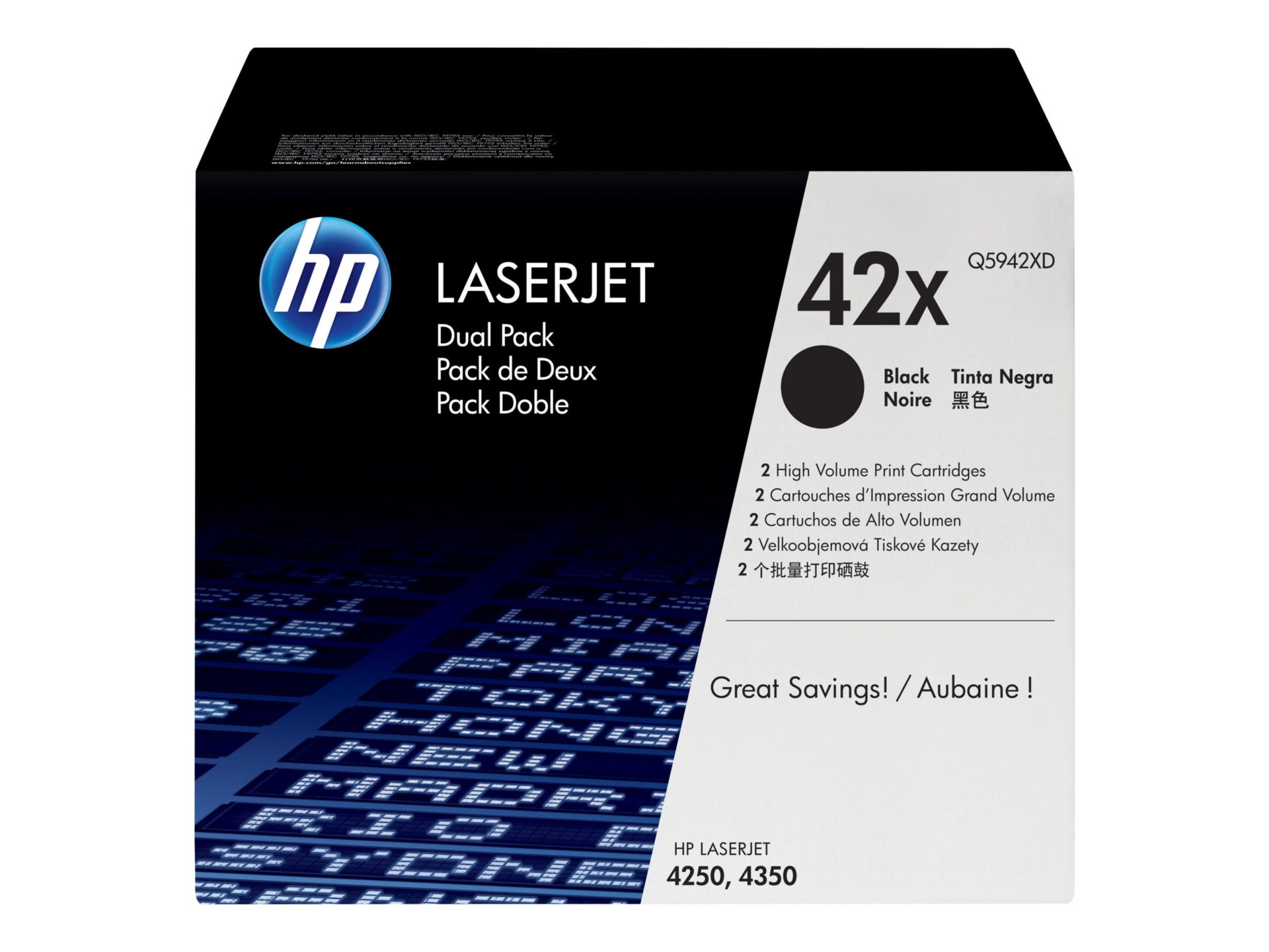 HP LJ TONER BLK 4250 4350 DUAL PACK