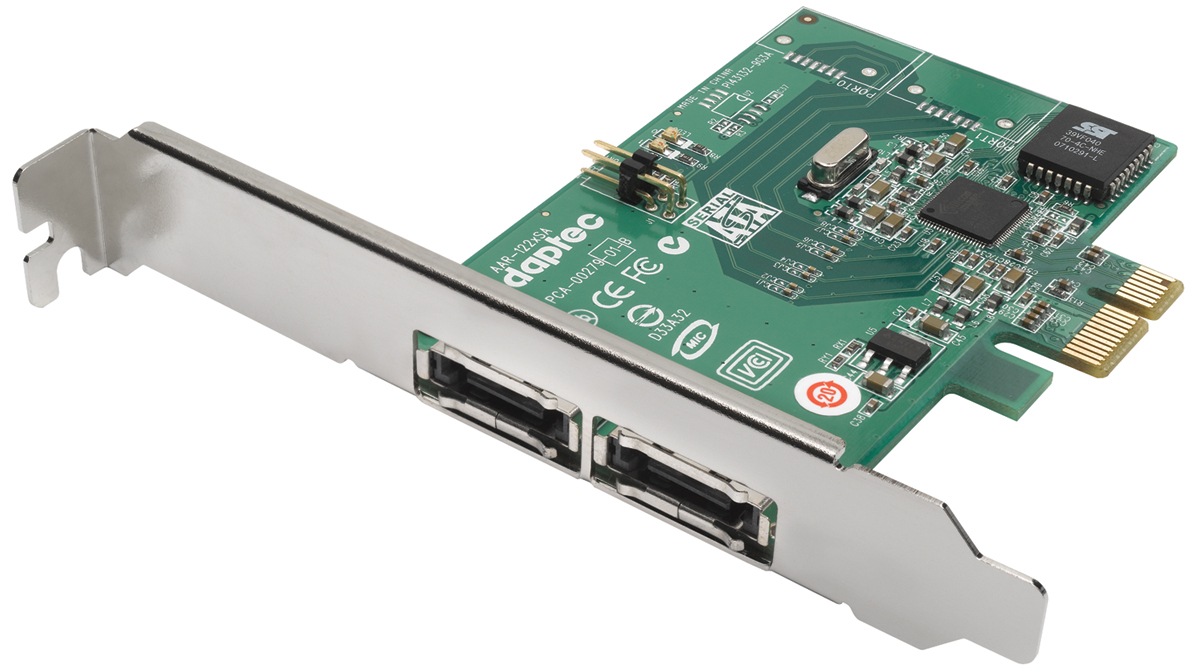 Adaptec 1225SA 2 port eSATA RAID Card for PCIexpress with RAID 0,1