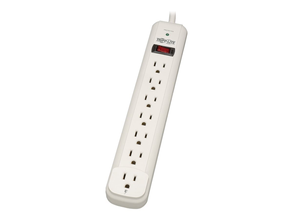 Tripp Lite Protect It! 7-Outlet Surge Protector, 25 ft. Cord, 1080 Joules, Diagnostic LED, Light Gray Housing - surge