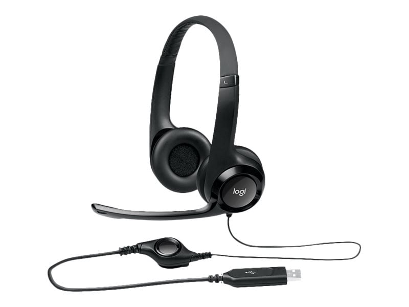 Logitech H390 USB Computer Headset - Black - 981-000014 - Wired Headsets 
