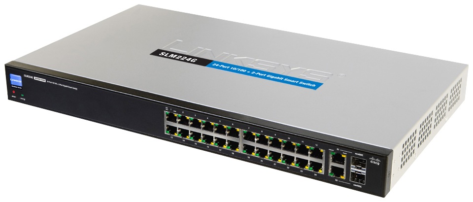 Cisco SLM224G 24-port 10/100 + 2-port Gigabit Smart Switch - SFPs
