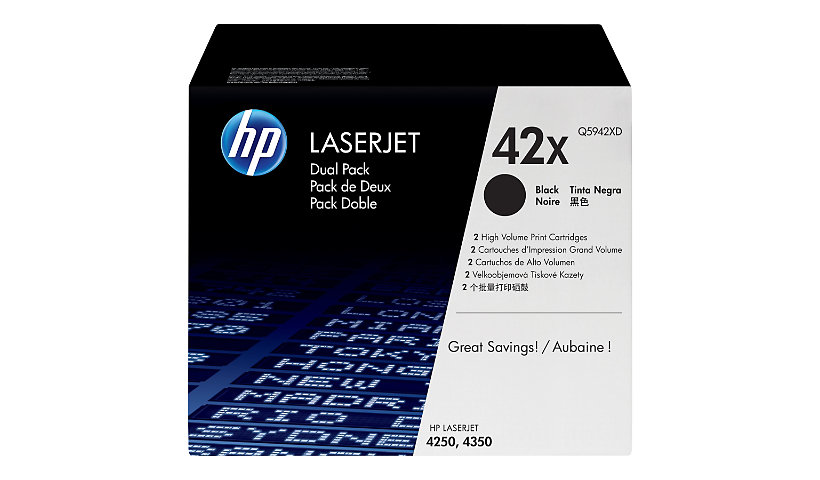 HP 42X - 2-pack - High Yield - black - original - LaserJet - toner cartridge (Q5942XD)