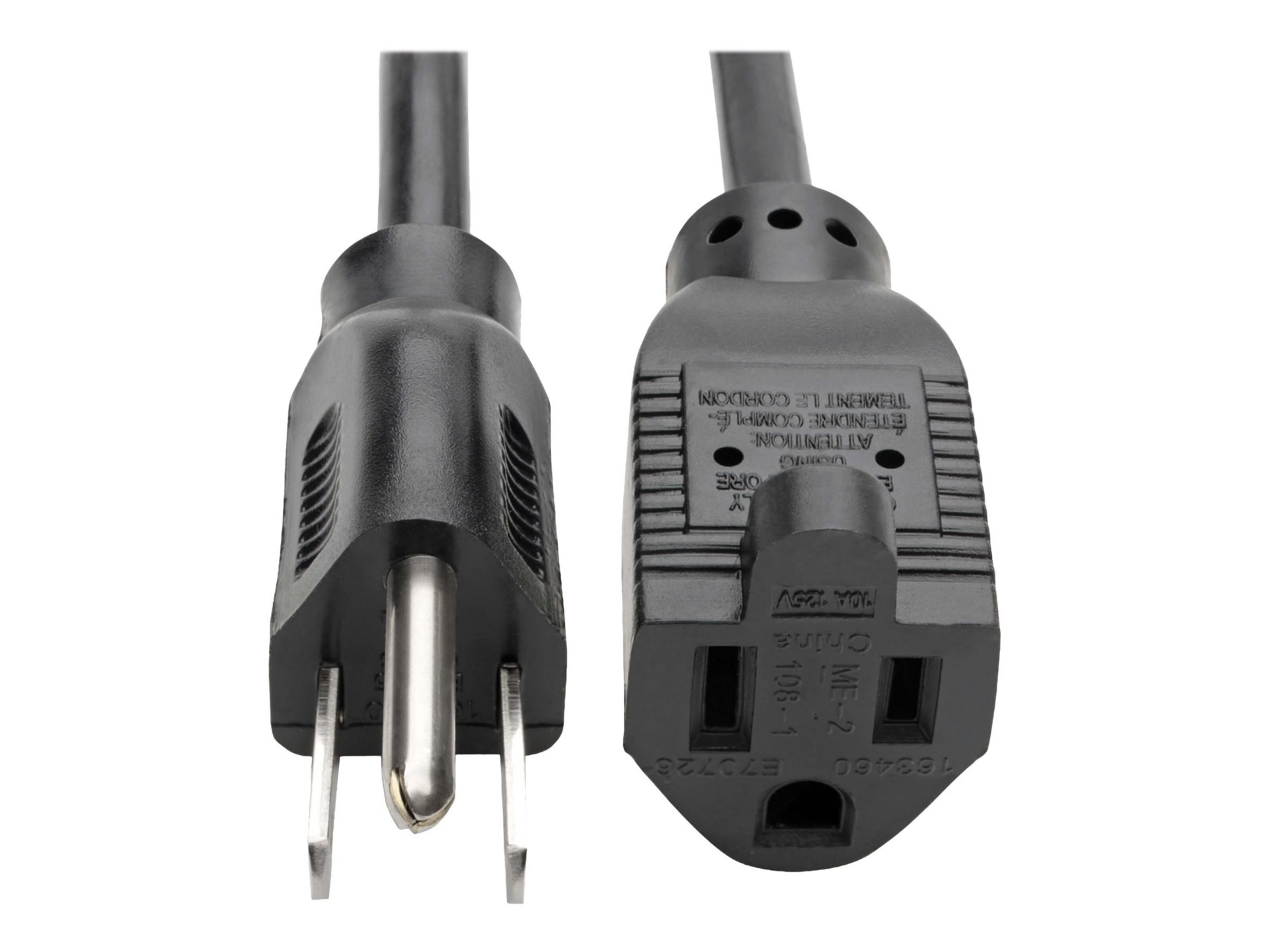 Tripp Lite 1ft Power Cord Extension Cable 5-15P to 5-15R 10A 18AWG 1' - power extension cable - NEMA 5-15 to NEMA 5-15 -