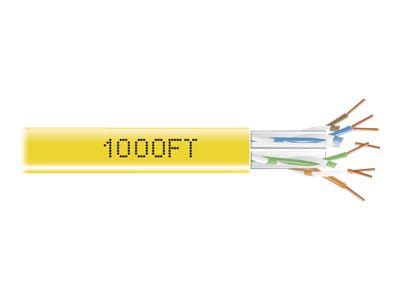 Black Box CAT6, 550-MHz Solid Bulk Cable, 4-Pair, 1000', PVC, Yellow