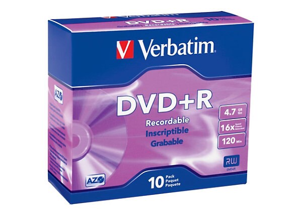 Verbatim - DVD+R x 10 - 4.7 GB - storage media