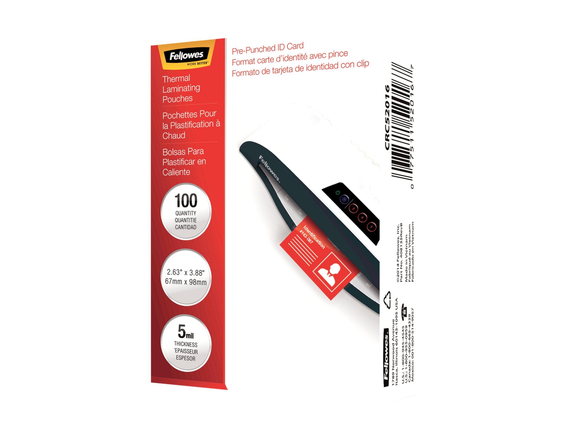 Fellowes ID Tag punched - 100-pack -  - lamination pouches