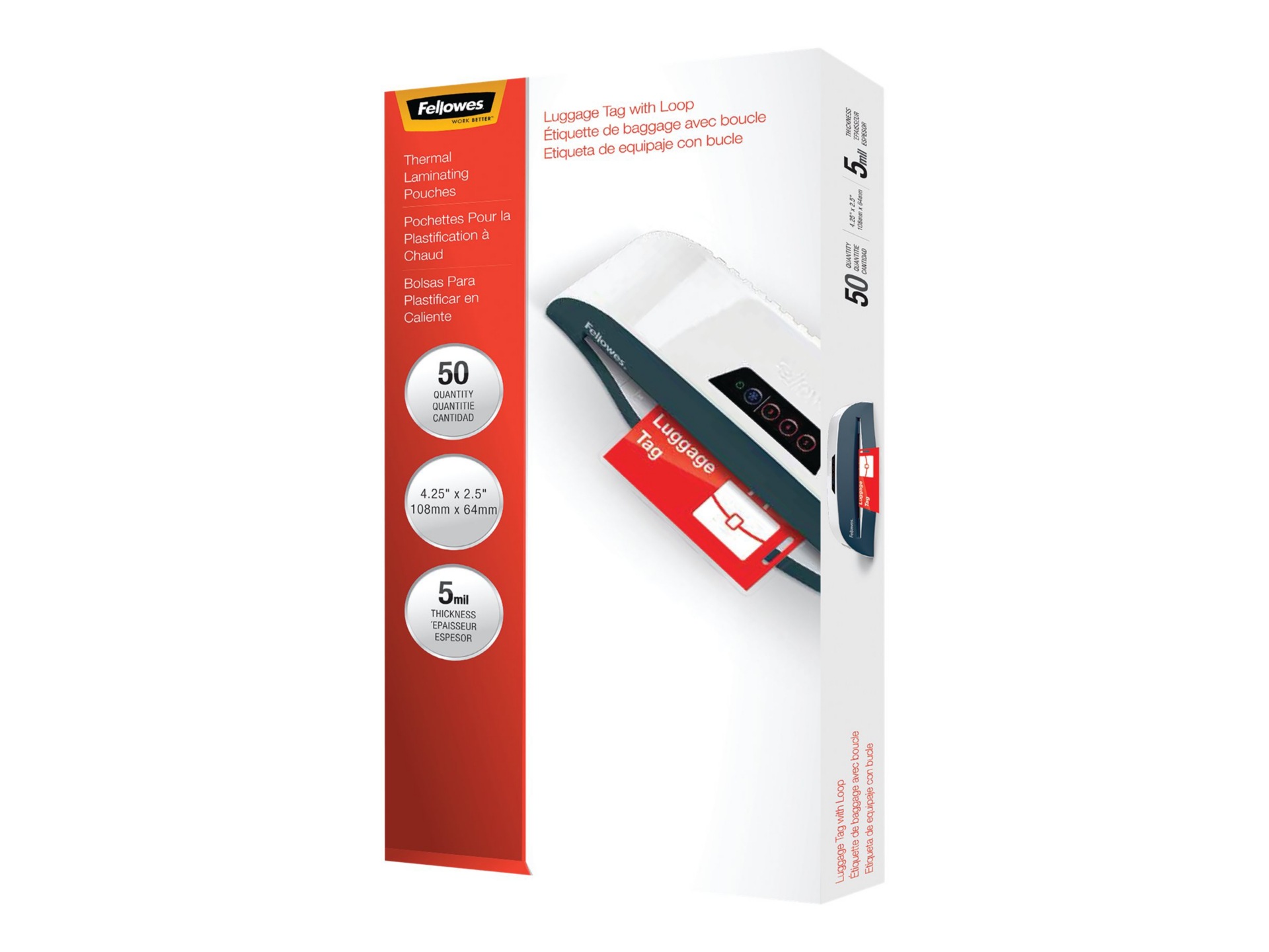 Fellowes - 50-pack - smooth - 2.5 in x 4.25 in - lamination pouches