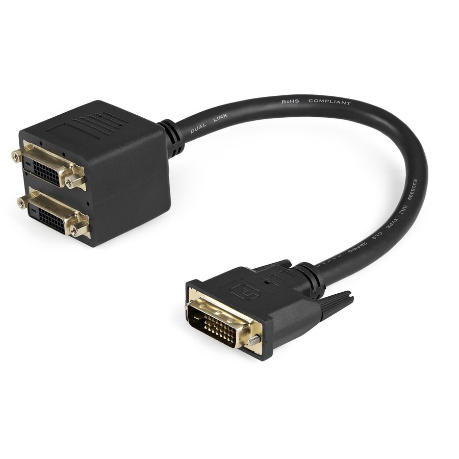 StarTech.com 1ft DVI Splitter Cable - M / F - DVI-D to 2x DVI-D Dual Video Splitter for Your Split Screen Computer